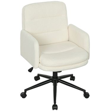 Bürostuhl Mit Stoffbezug, Armlehne, 5 Räder, Drehbar, Cremeweiß_voghion.com