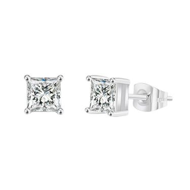 Personalized stainless steel fine needle double layer thick support square zircon earrings_voghion.com