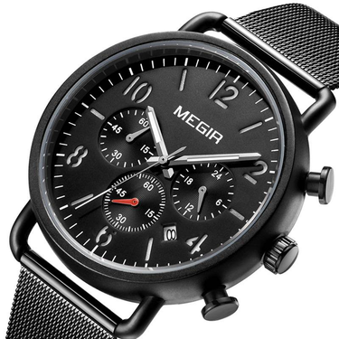 Men's Ultra-Thin Multifunctional Waterproof Luminous Calendar Chronograph Watch With Stainless Steel Band_voghion.com