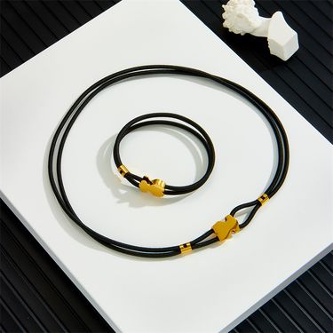 New Spanish Bear 3mm Elastic Rope Necklace Bracelet Set All Match Women's Temperament Necklace Multi Color_voghion.com
