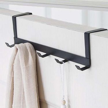 Kitchen Ironwork Door Rear Hook Punch-free Clothes 5 Row Hook Living Room Hanger Dormitory Coat Hanging Hook_voghion.com
