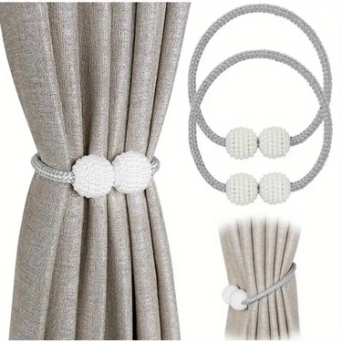2PcsSet Faux Pearl Curtain Straps Magnetic Curtain Buckle Curtain Accessories Curtain Tiebacks For Living Room Bedroom Office Home Decor_voghion.com