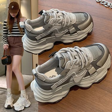 Thick Soled Dad Shoes For Women Ins Trend New Style Fashionable Versatile Mesh Breathable Sports Casual Shoes For Women_voghion.com