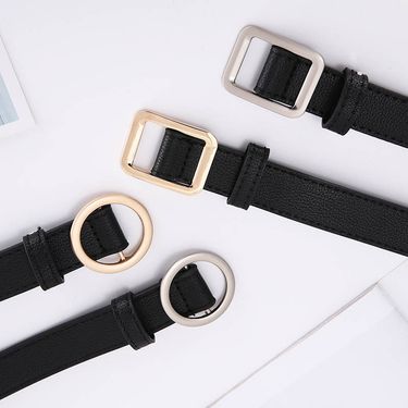 Hole-free Women's Belt Jeans Belt Belt Korean Fashion Trend All-match Decorative Alloy Buckle Black Belt_voghion.com