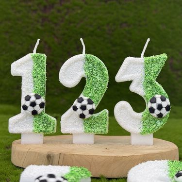New Sports Football Cake Decoration First Birthday Handmade Digital Candle_voghion.com