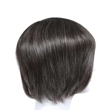 Euro Injection Toupee For Men 100% European Virgin Human Hair Injection Thin Skin Base Hair Replacement System Natural Black With 30% Grey Color #1B30_voghion.com