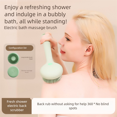 Long Handle Electric Back Scrubber, Rechargeable Bath Brush With Massage Function, Multi-Functional Body Cleaner & Exfoliator_voghion.com