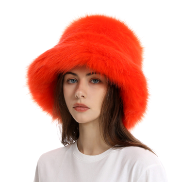 Europe and the United States warm fisherman hat women autumn-winter wide eaves thick imitation fur fox hair basin hat solid color plush hat_voghion.com
