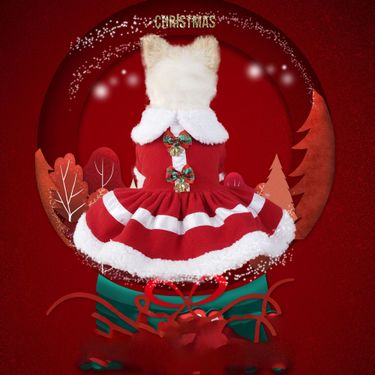 Christmas clothes polar fleece Christmas skirt dog clothes Christmas party supplies small pet clothes_voghion.com