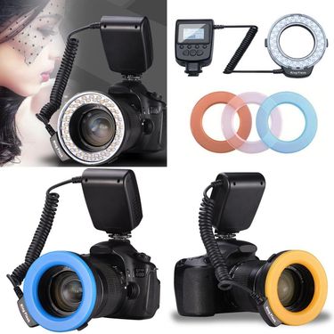 ro Flash Light With LCD Display 7 Brightness Settings 8 Mount Rings Camera Tool D2RC_voghion.com