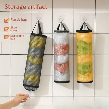 Hanging Trash Bag Dispenser - Space-Saving Storage Organizer For Kitchen/Home (Easy Access, Durable Plastic, Wall/Door Mountable)_voghion.com