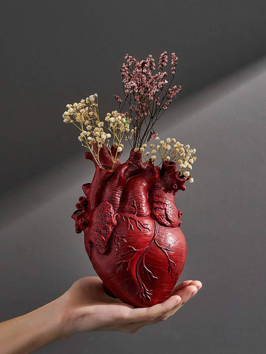 Gothic Anatomical Heart Resin Vase, Realistic Wicked Design, Vintage Decorative Flower Stand For Indoor & Outdoor Use, Gothic Home Decor_voghion.com
