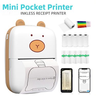 Mini Pocket Printer, Wireless BT Thermal Printer For Photos Receipts Notes Memo Label Qr Codes Portable Inkless Gift Printer for iOS and Android Phone_voghion.com