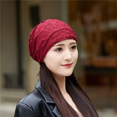 Hat Children Korean version hollowed out lace and plush large dock towel balding postpartum hat, covering white hair,_voghion.com