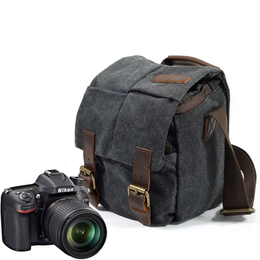 Canvas bag Retro crossbody bag for men and women Shoulder Bag Waterproof miniature DSLR Camera bag Moisture-proof camera bag_voghion.com