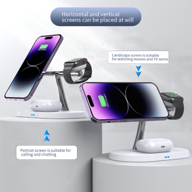 Mobile Phone Accessories Three In One Magnetic Wireless Charging Stand 15W Fast Charging Suitable Integrated Magnetic Wireless Charger_voghion.com