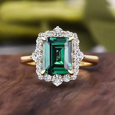 Cao Shi's Emerald Palace Style Color Treasure Zircon Ring, Wedding Anniversary Gift_voghion.com