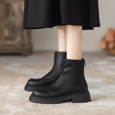 Elastic Slim For Women 2024 New Spring And Autumn Versatile Warm Brown Short Thick Soled Martin Boots British Style_voghion.com