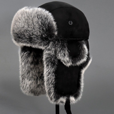 Autumn Winter New Lei Feng Northeast Plush Thickened Protection Cold proof Cotton Outdoor Big Ear Ski Hat for Men and_voghion.com