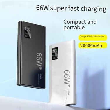 20000mAh/50000mAh Power Bank With 66W Super Fast Charging, PD 2.0 & Multi-Port Output, High-Capacity Portable Charger (White/Black)_voghion.com