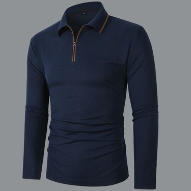 "Men's Long Sleeve Shirt – Semi-Zip Collar, Streetwear Staple, Slim Fit, Breathable Fabric, Casual & Smart Look"_voghion.com
