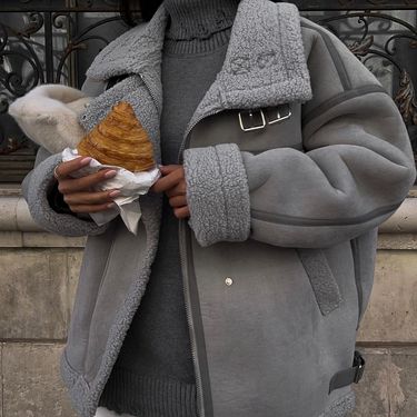 Women's Clothing One piece lamb wool jacket new design stitching street motorcycle style cotton jacket_voghion.com