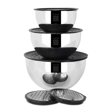Serenk Modernist 9 Pieces Stainless Steel Mixing and Storage Bowl Set with Grater_voghion.com
