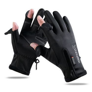 Cycling gloves for men with two fingers, sports touch screen, plush and thick insulation, fishing and cycling gloves_voghion.com