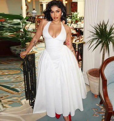 Europe and the United States wind ins foreign trade women's fashion halter solid color dress sleeveless fairy skirt Dress2024_voghion.com