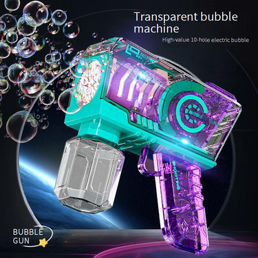 Kids Transparent Bubble Blaster - Automatic Handheld Bubble Gun 500+ BPM Outdoor Play & Party Toy With LED Lights_voghion.com