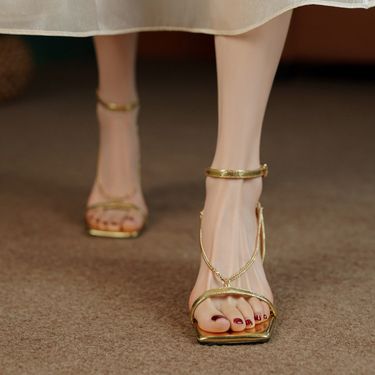 gold Line Of Thin High Heels, Chain French Open-toe High-heeled Sandals Fashionable Exquisite Versatile_voghion.com