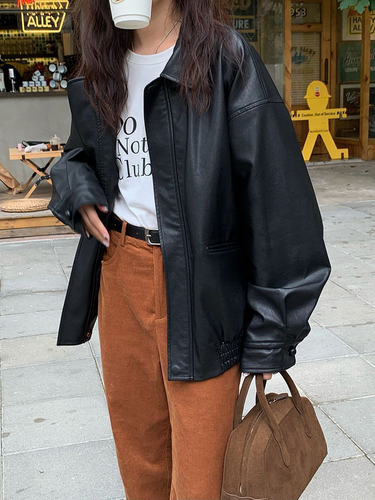 Jmprs Vintage Women Pu Jacket Women High Street Techwear Oversize Faux Leather Moto Biker Coats Bf Punk Casual Cropped_voghion.com
