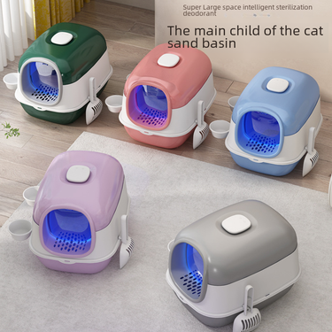 Cat Litter Box Oversized Fully Closed Top-in Foldable Smart Cat Toilet Cat Litter Box With Sterilization Deodorant Wholesale_voghion.com