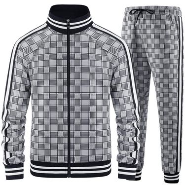 Men’s 3D Printed Performance Jacket & Jogger Set – Breathable Workout Outfit With Stand Collar (Polyester Air Layer, S-5XL, Gym To Streetwear)_voghion.com