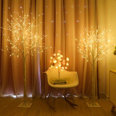 Battery/Plug-in LED Decorative Tree Lights - Birch/Rose Design With 8 Lighting Modes, Indoor Christmas & Home Decor_voghion.com