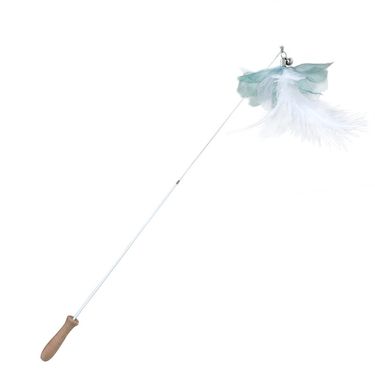 Flower blooming four seasons feather head cat teaser competition grade telescopic rod wooden handle bell feather replacement head cat toy_viptrois.com