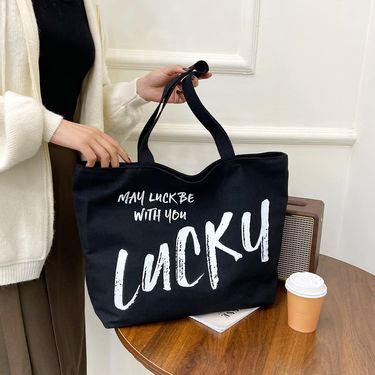 Canvas Women's Bag Large Capacity Student Shoulder Bag Women's Shopping Tote Bag_voghion.com