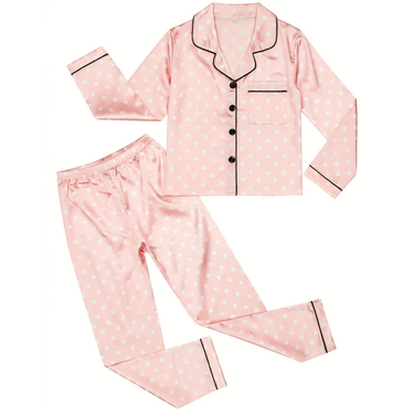 Love Print Baby Homewear Pink Sweet Cute Girls Long Sleeve Pants Set Children's Pajamas Autumn_voghion.com