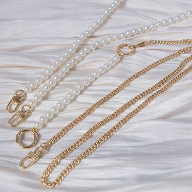 New White Metal Mixed Pearl Detachable Shoulder Bag Acrylic Chain_voghion.com