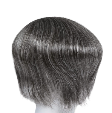 Euro Injection Toupee For Men 100% European Virgin Human Hair Injection Thin Skin Base Hair Replacement System Natural Black With 50% Grey Color #1B50_voghion.com