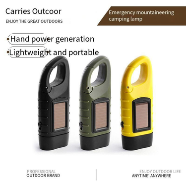 Solar hand-operated flashlight LED hand-generated strong light portable emergency mountaineering camping lamp_voghion.com
