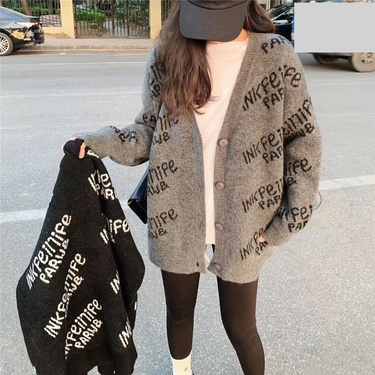Women's Clothing 2024 Spring and Autumn New Sweater Jacket Women's Loose Outerwear Lazy Style Medium and Long Fashion Knitted Cardigan_voghion.com