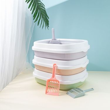 Large Thickened Semi-Enclosed Box Toilet Cat Litter Tray Pet Supplies_voghion.com