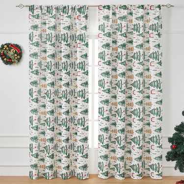 Christmas Print Curtains – Festive Holiday Window Decor With Semi-Blackout (Multiple Designs, 100% Polyester, Ready-to-Hang, 140x100cm/160cm/220cm)_voghion.com
