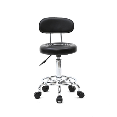 Round Shape Adjustable Salon Stool With Back And Line Black_voghion.com