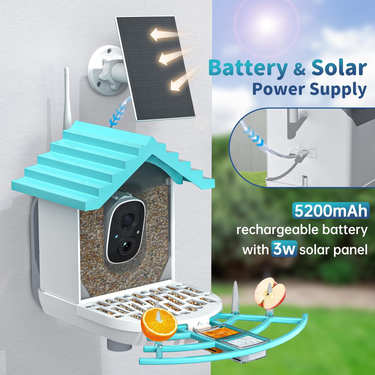 Bird Feeder With Camera, AI Identify Bird's Species Camera, Full HD Live Video Outdoor Adjustable Solar Smart Birds Feeder,_voghion.com