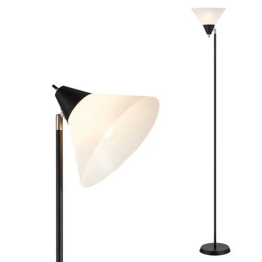 Minimalistische Stehleuchte, Schwenkbarer Kopf, Schalter, Büro-Stehlampe, Schwarz, Metall, PVC_voghion.com