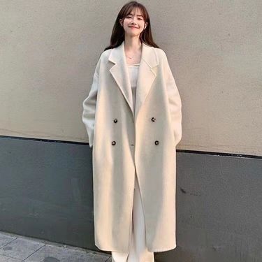 Korean-Style Women’s Wool Blend Short Coat – Chunky Sherpa Collar, Cropped Winter Jacket In Gray, Beige & Pink_voghion.com