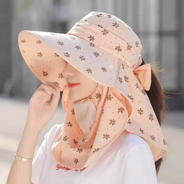 Ponytail sun protection hat for women, summer shade, tea-picking sun hat, big brim, riding, covering face, neck, protection from UV rays_voghion.com