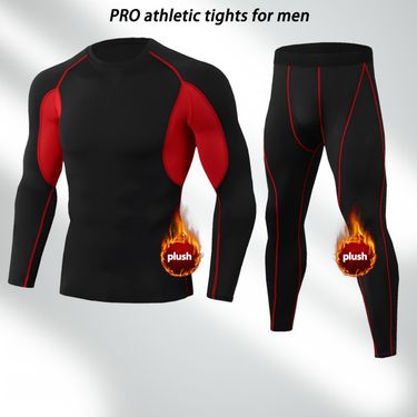Men's Thermal Fleece Training Suit – Winter Sports Set For Running, Skiing & Gym (Black/Gray, XS-XXL)_voghion.com